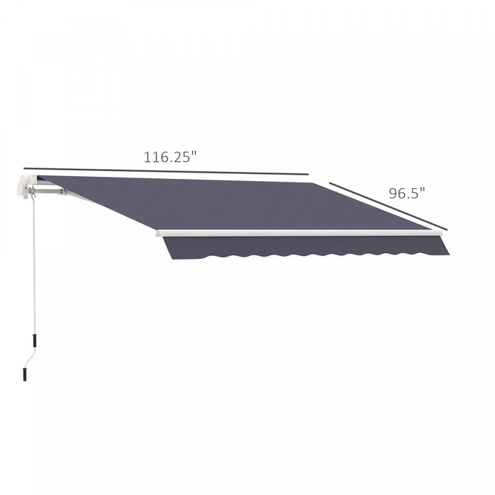 Outsunny 10' X 8' Manual Retractable Awning Shelter W/ Crank, Blue