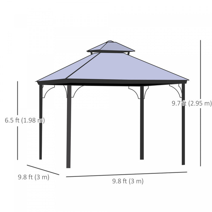 Outsunny 10' X 10' 2-tier Outdoor Gazebo With Polycarbonate Roof, Beige
