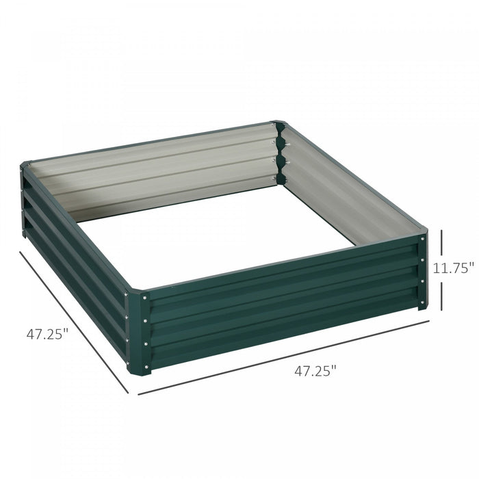Outsunny 4' X 4' X 1' Raised Garden Bed Box With Weatherized Steel Frame For Vegetables, Flowers, & 
