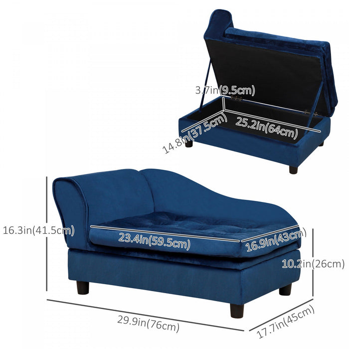 Pawhut Pet Sofa Dog Couch Chaise Lounge Pet Bed With Storage Function Small Sized Dog Various Cat Sp