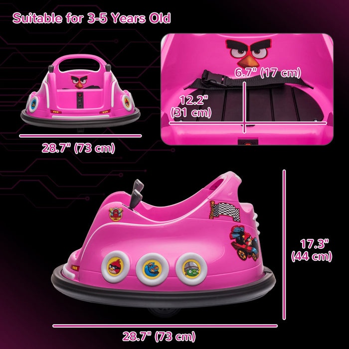 Qaba 12v Bumper Car For Kids, Angry Bird Licensed Electric Powered Ride-On Car With Dual Joysticks, 