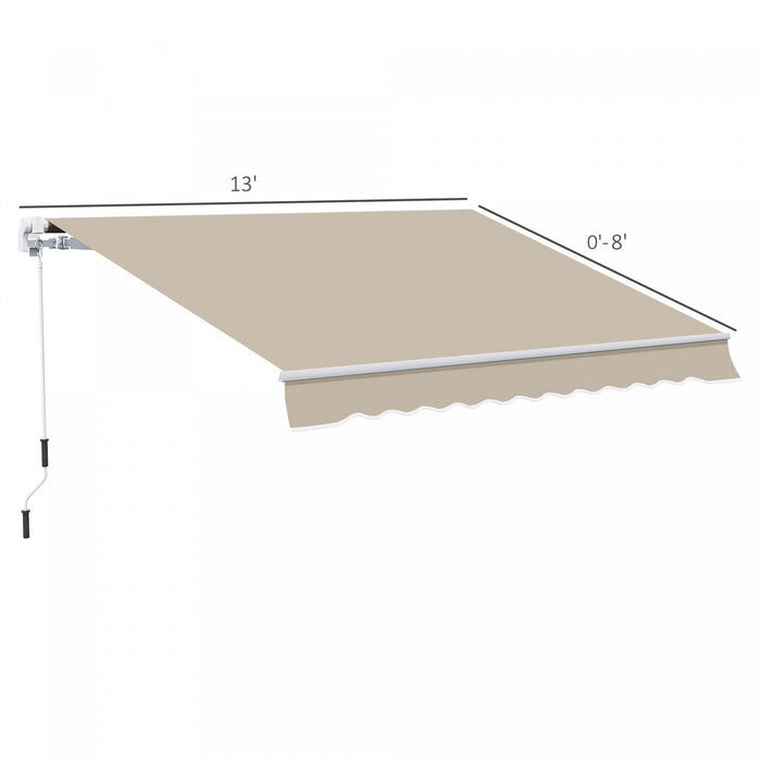 Outsunny 13' X 8' Manual Retractable Patio Awning Sun Shade Outdoor Deck Window Door Canopy Shelter 