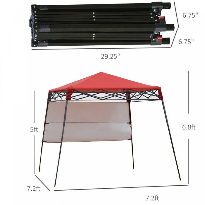 Outsunny 7' X 7' Garden Foldable Pop Up Gazebo Tent With Backpack & Adjustable Legs Outdoor Party Ca