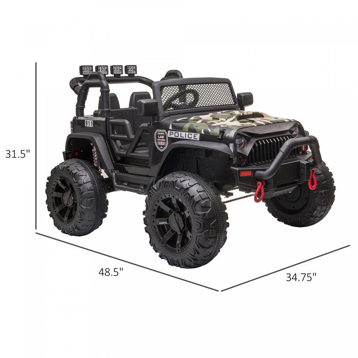 Aosom 12v Battery-powered Kids Electric Ride On Police Car 2-seater Suv Truck Toy With Parental Remo