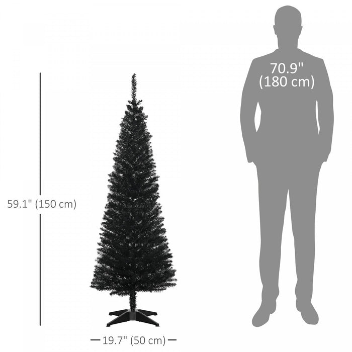 Homcom Pencil Christmas Tree, Slim Xmas Tree With Realistic Branches
