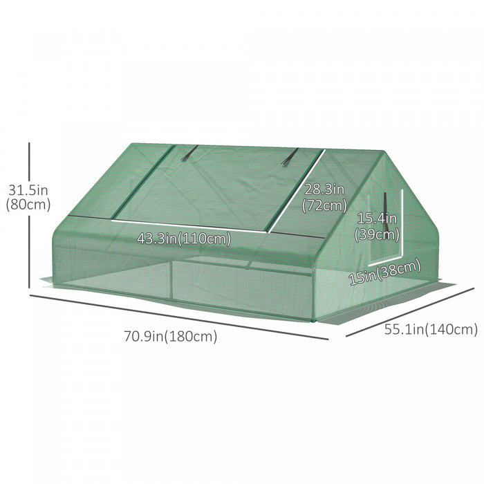 Outsunny 71\" X 55\" X 32\" Mini Greenhouse Portable Hot House For Plants With 2 Large Windows And Grou