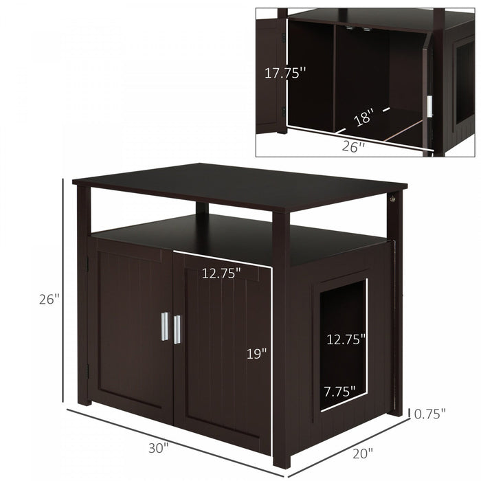 Pawhut Litter Box Enclosure Cat Washroom Kitten House Furniture Nightstand End Table Hideaway Cabine