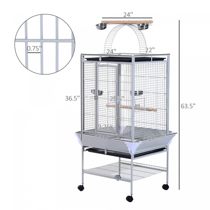 Pawhut 63.5\" Bird Cage For Cockatiels, Conure, African Greys, Porcupines, Indian Ringnecks, Parrot C