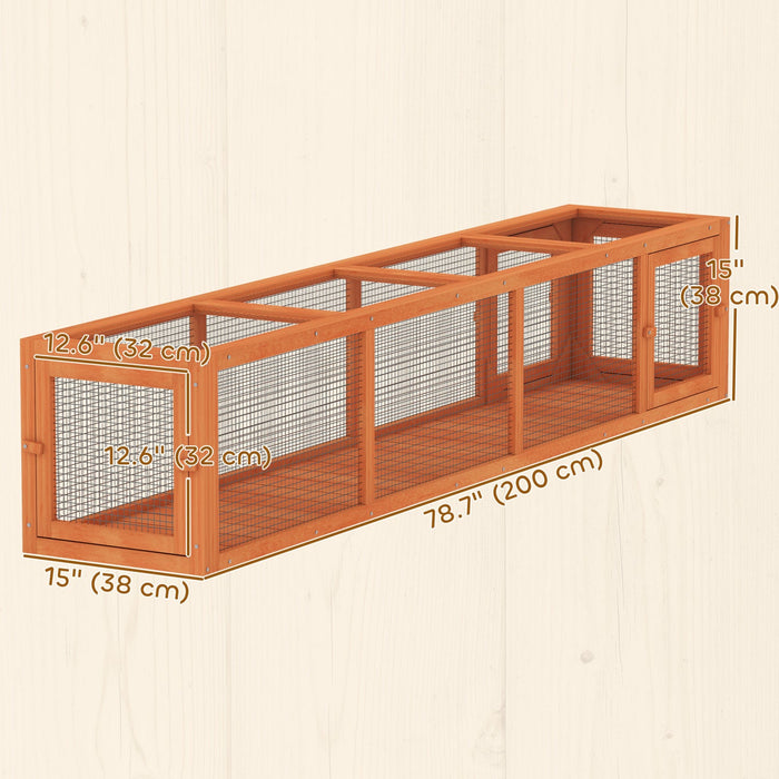 PawHut Catio Outdoor 79"L Cat Tunnel, Cat Enclosure DIY L- Shape with Extendable Design, Kitty shelter with Weather Protection, Removable Door, Orange