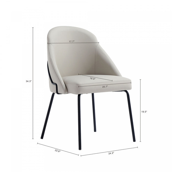 Gracie Modern Metal Vegan Leather Dining Chair in Stone Gray and Black 