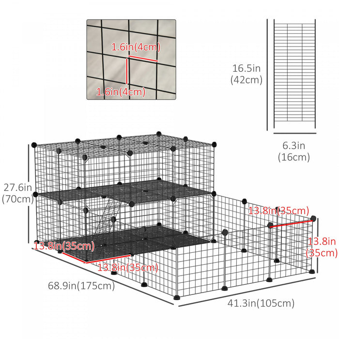 Pawhut Small Animal Cage Rabbit Cage With Door, Guinea Pig Playpen, Small Animal Fence For Bunny, Ch