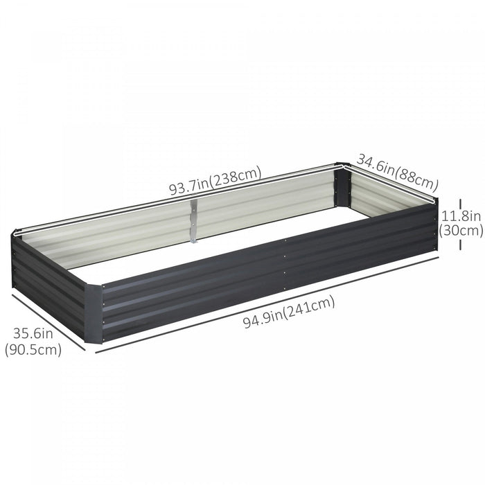 Outsunny 95\" X 36\" X 12\" Galvanized Raised Garden Bed, Metal Elevated Planter Box, Easy Diy And Clea