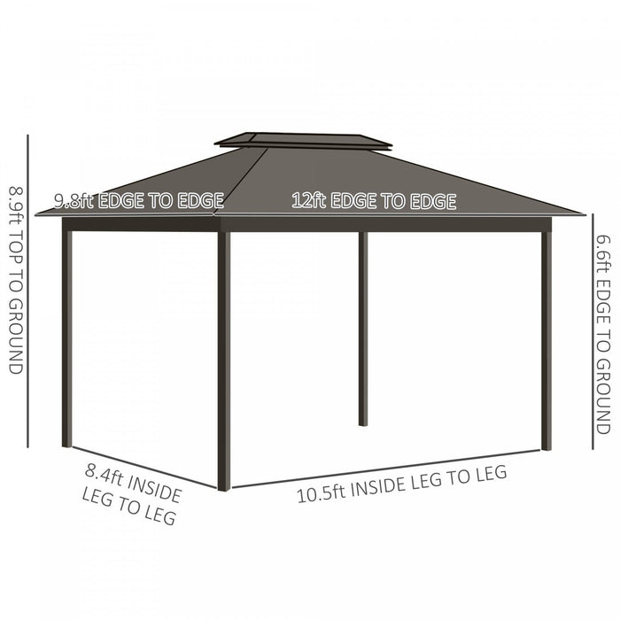 Outsunny 10' X 12' Hardtop Gazebo, Aluminum Frame Garden Sun Shelter With Double Tier Metal Roof, Mo