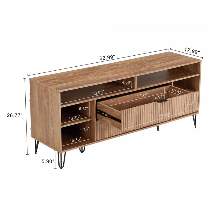 Dumbo Modern 63\" Fluted TV Stand in Golden Brown 