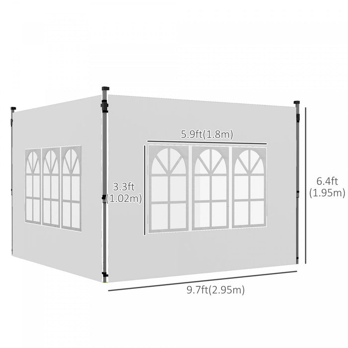 Outsunny Side Panels With Windows For 9.8' X 9.8' Or 9.8' X 13.1' Pop Up Canopy, 2 Pack Sidewalls Re