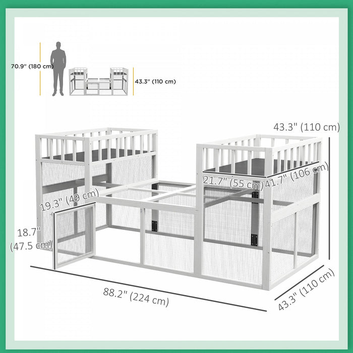 Pawhut Chicken Coop, Wooden Chicken Run With Combinable Design, Perches, Storage Shelves, For 2-4 Ch