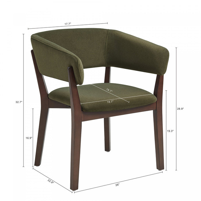Blake Modern Wood Faux Mohair Armchair in Green 