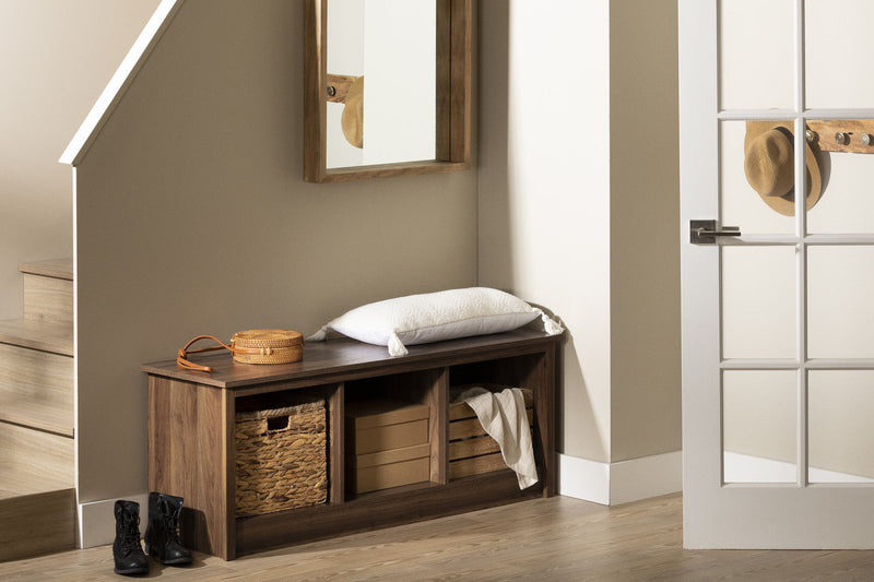 Toza Mudroom Storage Bench - Natural Walnut