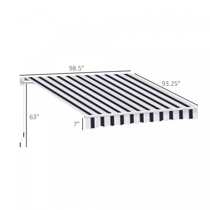 Outsunny 8' x 7' retractable awning, patio awnings, sunshade shelter with 280g/m² Uv & Water-resista