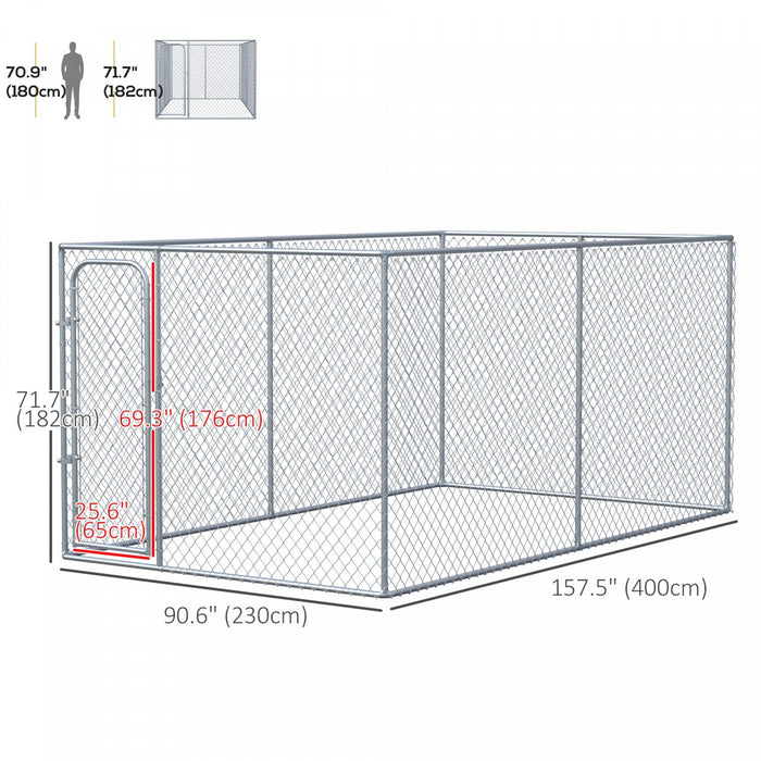 Pawhut 99 Sq. Ft. Dog Playpen Outdoor, Walk-in Dog Run Kennel Puppy Exercise Pen With Galvanized Ste