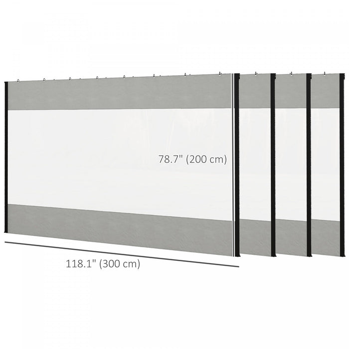 Outsunny Pergola Curtains With Large Windows For 10' X 10' Pergola, 4 Pack