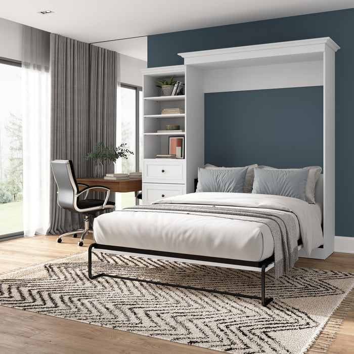 Bestar Versatile Queen Murphy Bed and Closet Organizer with Drawers (92 W) - White