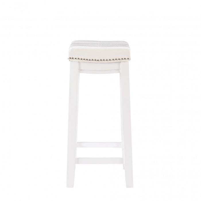 Claridge Fabric Backless Counter-Height Stool - White