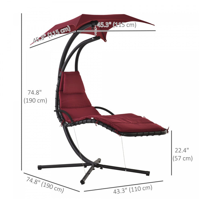 Outsunny Outdoor Hammock Chair With Stand, Floating Chaise Lounge Chair With Soft Padded Cushion, Ha