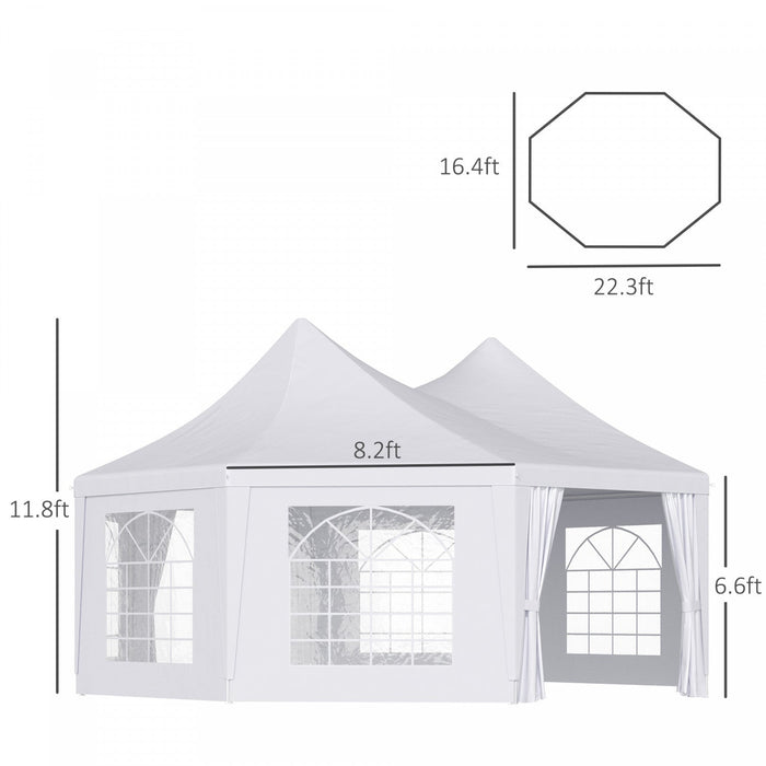 Outsunny 22.3ft Octagonal Party Tent Wedding Event Shelter Outdoor Canopy With 4 Removable Walls For