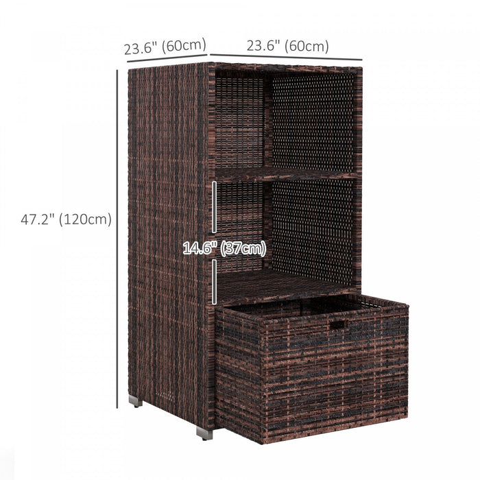 Outsunny Outdoor Storage Cabinet, Patio Storage Box Rack Rattan Wicker Pool Towel Valet Organizer Po