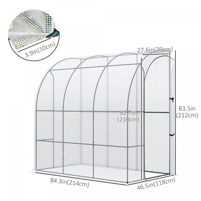 Outsunny 7' X 4' X 7' Outdoor Lean-to Walk-in Garden Greenhouse With Roll-up Door Hot House For Plan