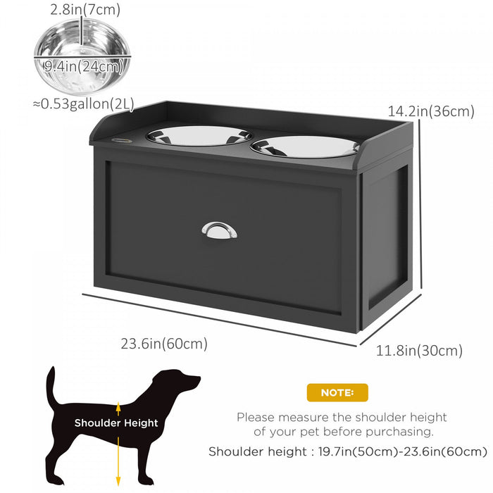 Pawhut Elevated Dog Bowls For Large Dogs, Raised Pet Feeding Station With 2 Stainless Steel Bowls, H