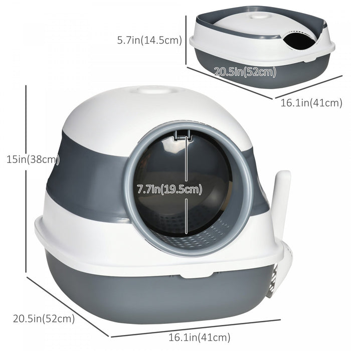Pawhut Foldable Cat Litter Box With Lid, Covered Litter Box W/ High Sides, Air Freshener, Large Fron