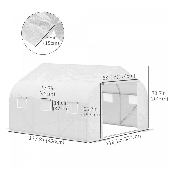 Outsunny 11.5' X 10' X 6.5' Portable Walk-in Tunnel Greenhouse, Garden Plant Growing Warm House, Out