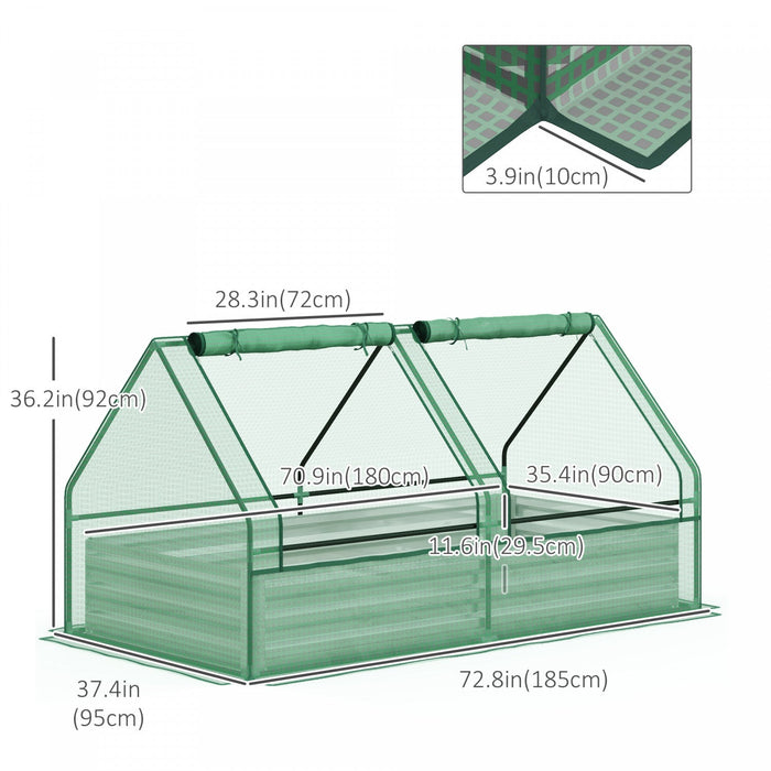 Outsunny 6' X 3' Raised Garden Bed With Mini Greenhouse, Galvanized Outdoor Planter Box With Cover, 