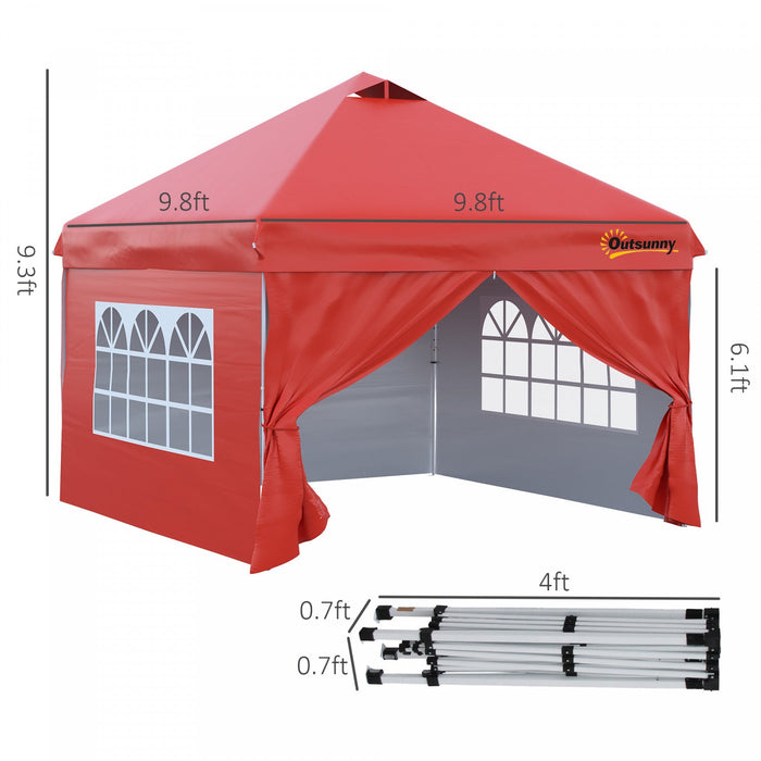 Outsunny 10' X 10' Pop Up Canopy Tent, Instant Sun Shelter, Tents For Parties, With Wheeled Carry Ba