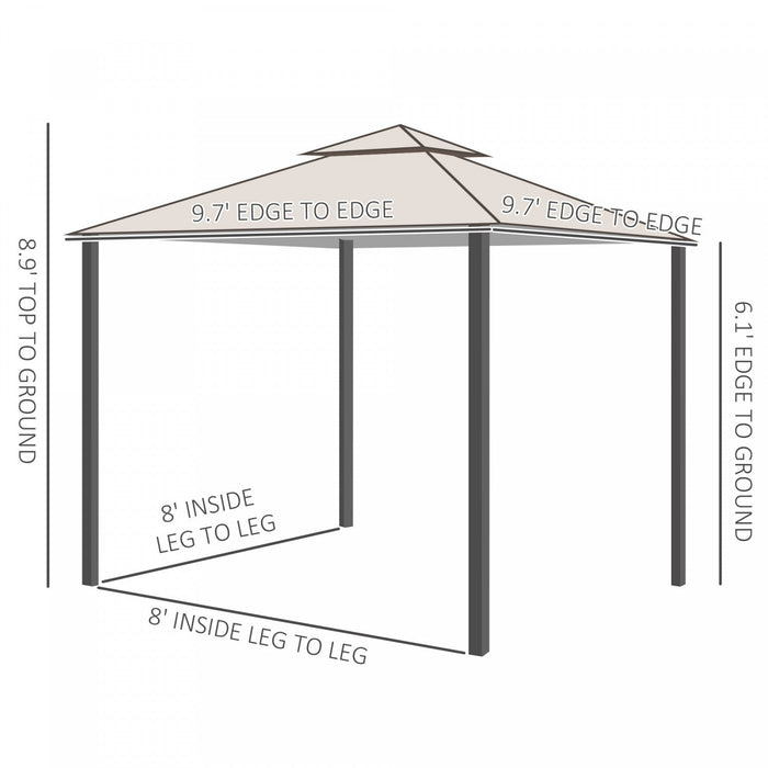 Outsunny 10' X 10' Outdoor Patio Gazebo Canopy Tent With Mesh Sidewalls, 2-tier Canopy For Backyard,