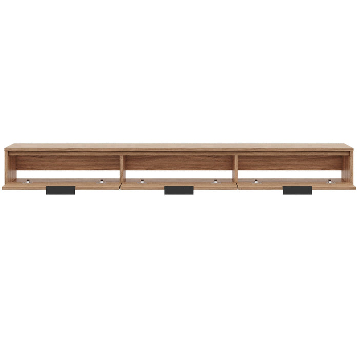 Nordika Slim 72\" Wall-Mounted TV Stand with 3 Storage Cabinets - Light Walnut 