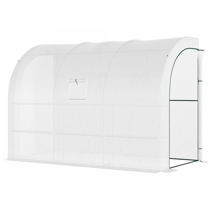 Outsunny 10' X 5' X 7' Outdoor Walk-in Wall Greenhouse With Windows And Doors & 3 Tiered 6 Wire Shel