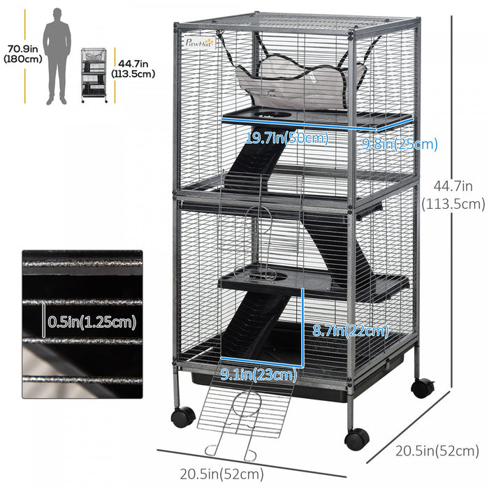 Pawhut 4-tier Rolling Small Animal Cage Pet Mink Chinchilla Small Cat Hutch Pet Play House With Hamm
