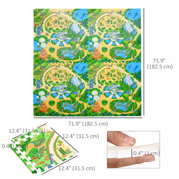 Qaba Kids Foam Puzzle Floor Tiles Baby Toddler Play Mat 36pcs Anti-slip Crawling Learning With End B