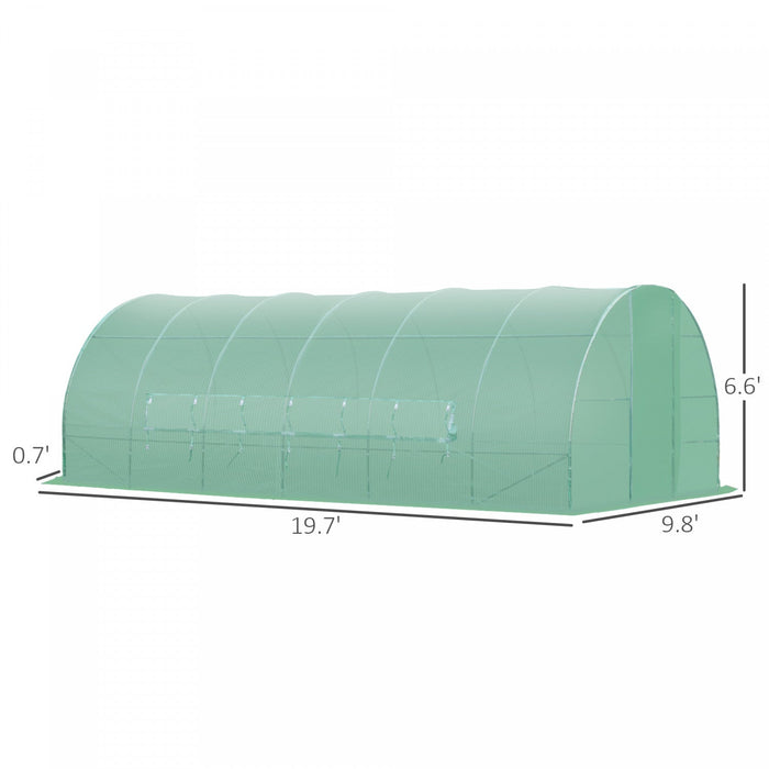 Outsunny 20x10x6.6ft Heavy Duty Outdoor Walk-in Tunnel Greenhouse Portable Garden Planting Warm Hous