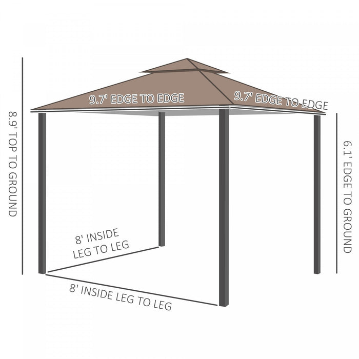 Outsunny 10' X 10' Outdoor Patio Gazebo Canopy Tent With Mesh Sidewalls, 2-tier Canopy For Backyard,