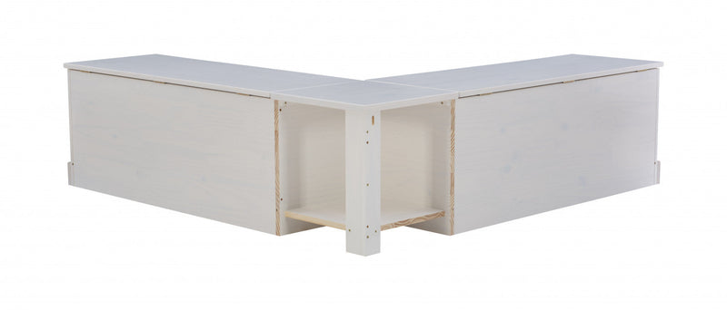 Tobin Backless Corner Nook Dining Bench - White