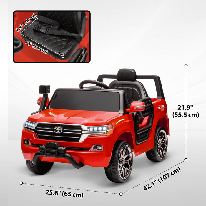 Qaba 12v Electric Powered Ride-On Car For Kids, Toyota Land Cruiser Licensed Kids Car With Parent Re