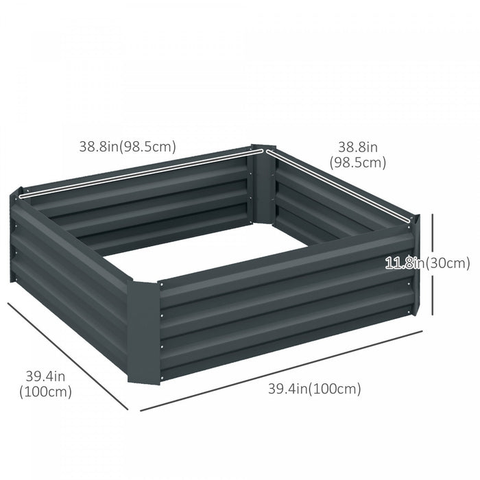 Outsunny 39\" X 39\" X 12\" Set Of 2 Raised Garden Bed, Elevated Planter Box With Galvanized Steel Fram
