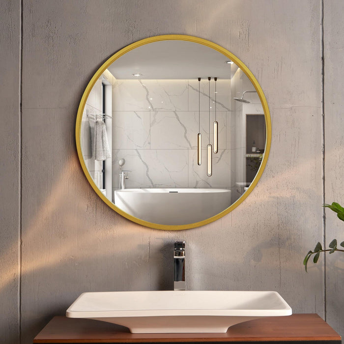 Arcus 30\" X 30\" Hand Crafted Round Mirror - Gold
