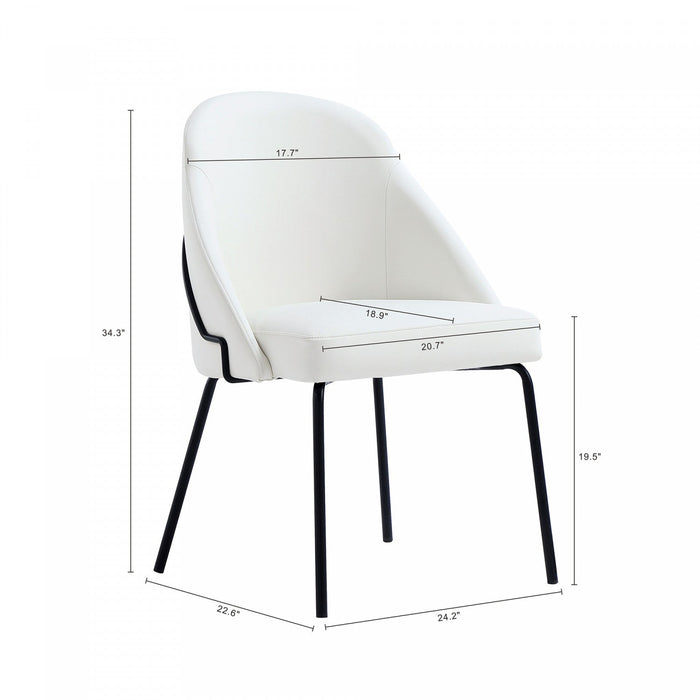 Gracie Modern Metal Vegan Leather Dining Chair in White and Black 