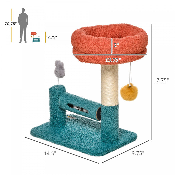 Pawhut Cat Tree With Removable Bed Scratching Post Interactive Kitten Toy Dangling Ball Spring Rolle