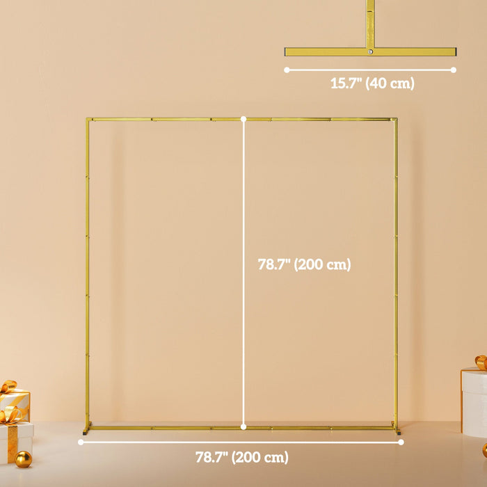 Outsunny Wedding Arch Backdrop Stand, 6.6 FT Square Wedding Arch, Gold